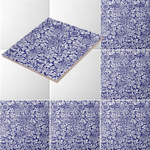 William Morris Vintage Fågel & Anemon Mönster Kakelplatta