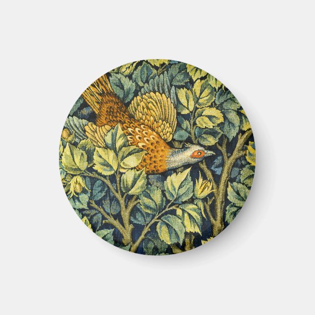 William Morris Vintage Fasan Squirrel Blomma Magnet (Framsidan)