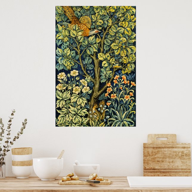William Morris Vintage Fasan Squirrel Blomma Poster (Kök)