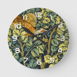 William Morris Vintage Fasan Squirrel Blomma Rund Klocka