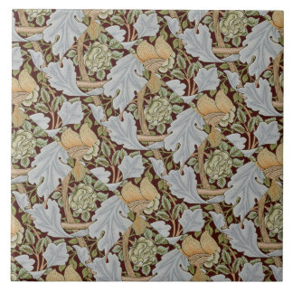 William Morris Vintage Floral Flower White Red Kakelplatta