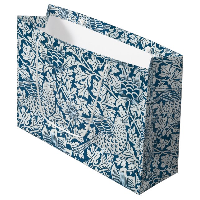 William Morris Vintage Flowers Birds Blue White (Framsidan Vinklad)