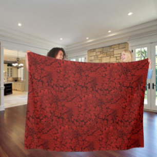 William Morris Vintage Flowers Birds Red Fleecefilt