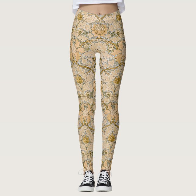 William Morris - Vintage Foliage & Blommönster Leggings (Framsida)