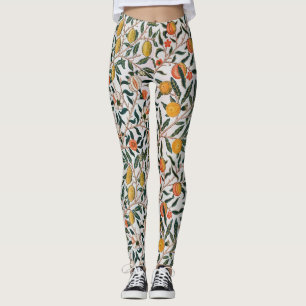 William Morris Vintage Fruit Granatäpple Vit Leggings