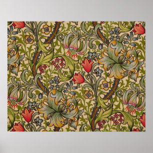 William Morris Vintage Golden Lilly Blommig Design Poster