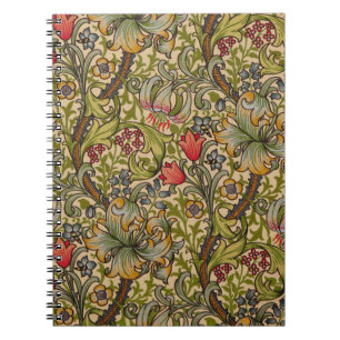 William Morris Vintage Golden Lilly Blommigt Desig Anteckningsbok