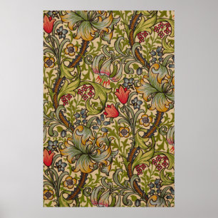 William Morris Vintage Golden Lilly Blommigt Desig Poster