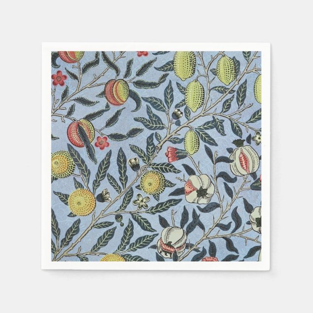 William Morris Vintage Granatäpple Fruktmönster Pappersservett (Framsidan)