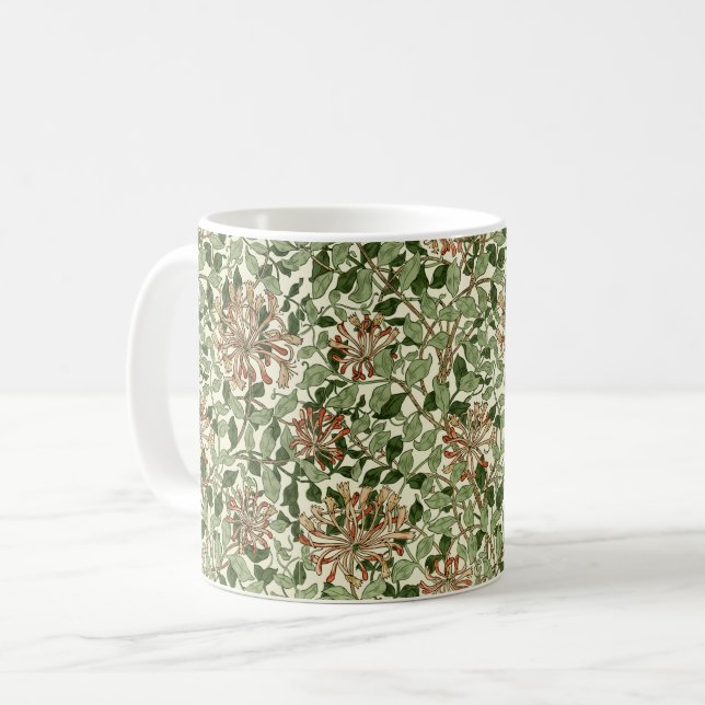 William Morris Vintage Honeysuckle Mönster Kaffemugg (Framsida vänster)