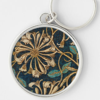 William Morris Vintage Honeysuckle Mönster Rund Silverfärgad Nyckelring