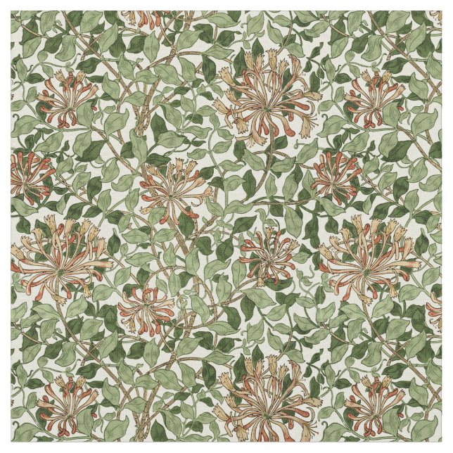 William Morris Vintage Honeysuckle Mönster Tyg (Närbild)