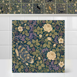 William Morris Vintage Katt Bramble Rose Tak Kakelplatta