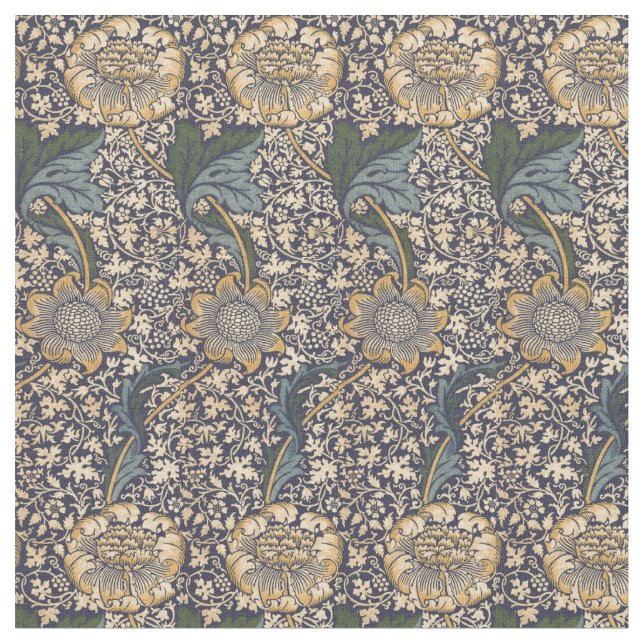 William Morris Vintage Kennet Färg Mönster Tyg (Närbild)