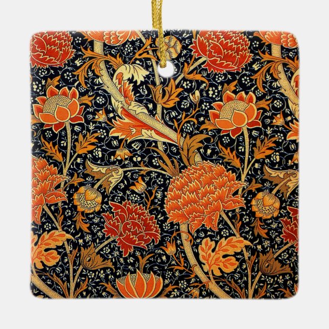 William Morris vintage mönster, Krita Julgransprydnad Keramik (Framsida)