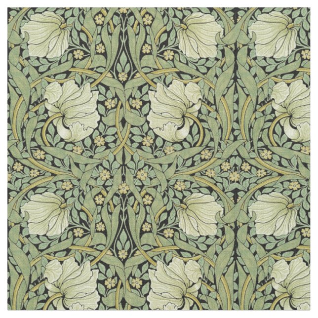 William Morris Vintage Pimpernel Blommönster Tyg (Närbild)