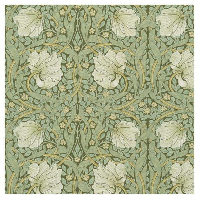 William Morris Vintage Pimpernel Blommönster Tyg (Närbild)