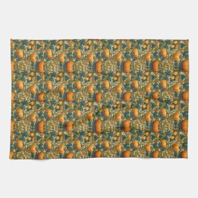 William Morris Vintage Pumpkin Patch Thanksgiving Kökshandduk (Horisontell)