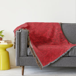 William Morris Vintage Red Stamped Velvet Mönster Filt