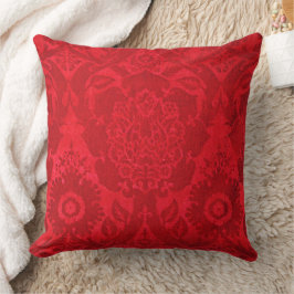 William Morris Vintage Red Stamped Velvet Mönster Kudde