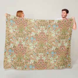 William Morris Vintage Rosa Blue White Grönt Fleecefilt