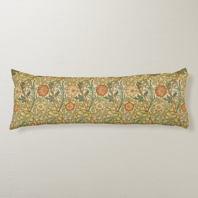 William Morris Vintage Rosa och Rosmönster Kroppskudde (Framsidan)