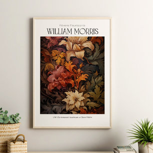 William Morris Vintage Terracotta Autumn Flowers Poster