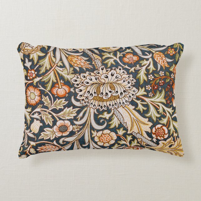 William Morris Vintage Trent Blå Blommönster Prydnadskudde (Framsidan)