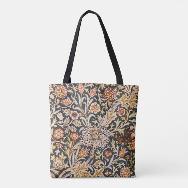 William Morris Vintage Trent Blått Blommönster Tygkasse (Baksida)