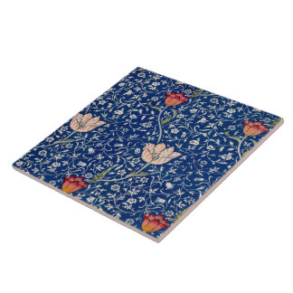 William Morris Vintage Tulpan Blommönster Indigo F Kakelplatta