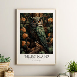 William Morris Vintage Uggla med Blommar Poster