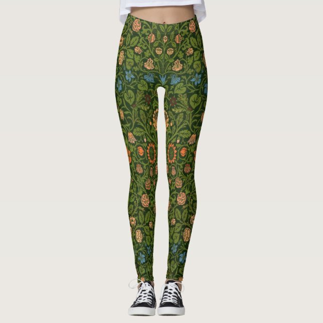 William Morris Violet och Columbine Art Matta Leggings (Framsida)