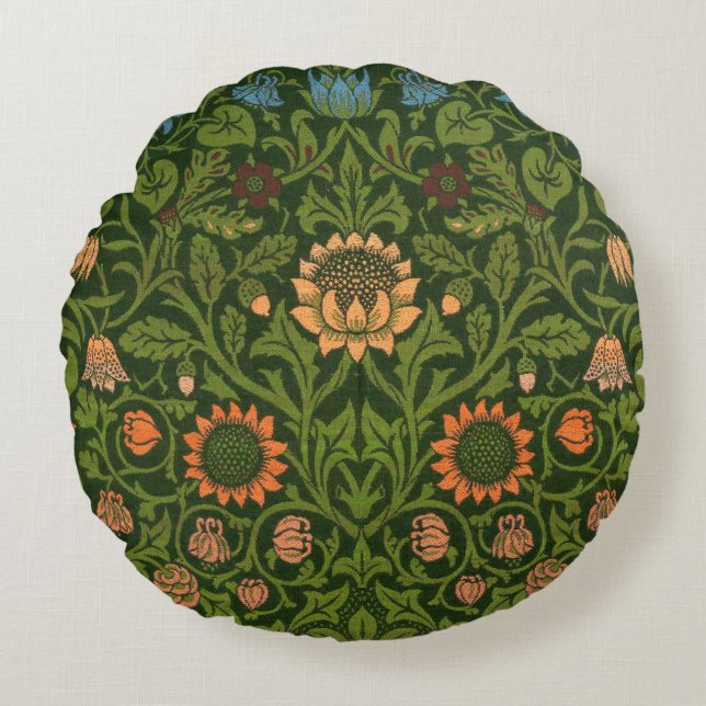 William Morris Violet och Columbine Art Matta Rund Kudde (Framsidan)