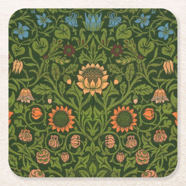 William Morris Violet och Columbine Art Matta Underlägg Papper Kvadrat (Framsidan)