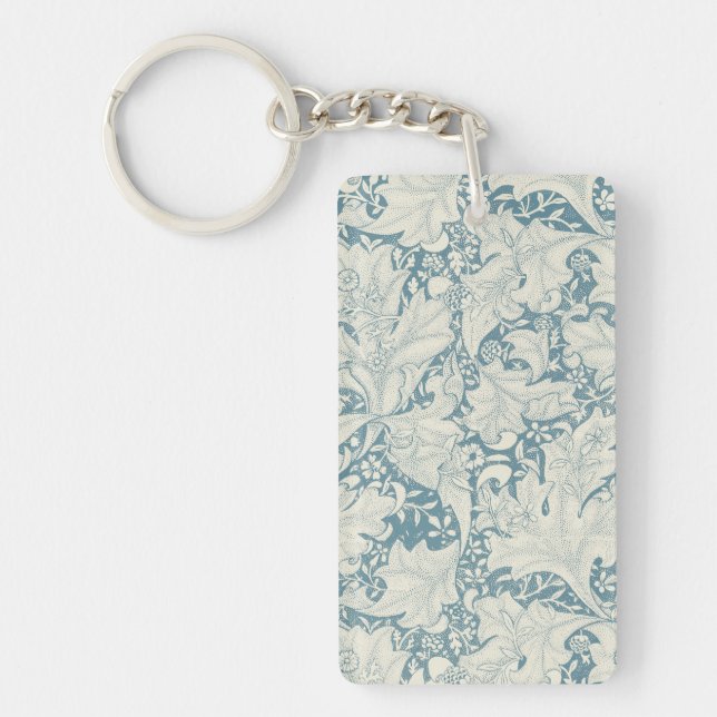 William Morris Wallblommas blommigt Blue Damask (Framsidan)