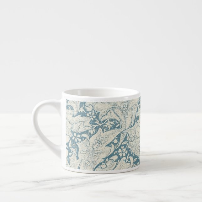 William Morris Wallblommas blommigt Blue Damask Espressomugg (Vänster)