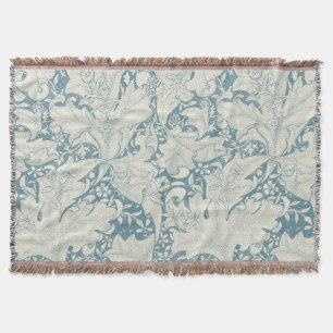 William Morris Wallblommas blommigt Blue Damask Filt