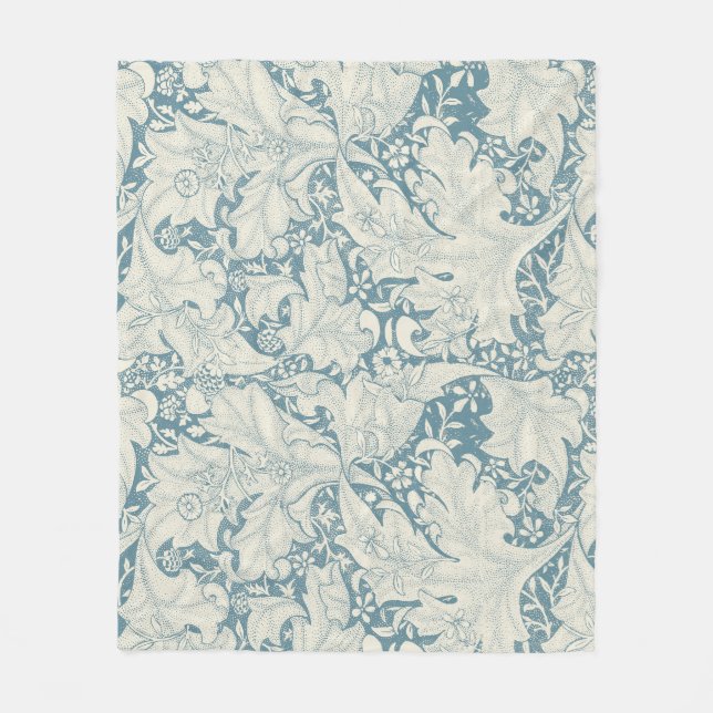 William Morris Wallblommas blommigt Blue Damask Fleecefilt (Framsidan)