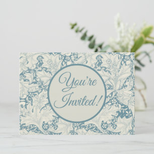 William Morris Wallblommas blommigt Blue Damask Inbjudningar