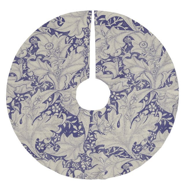 William Morris Wallblommas blommigt Blue Damask Julgransmatta Borstad Polyester (Framsidan)