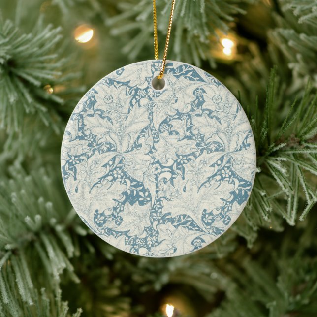 William Morris Wallblommas blommigt Blue Damask Julgransprydnad Keramik (Träd)