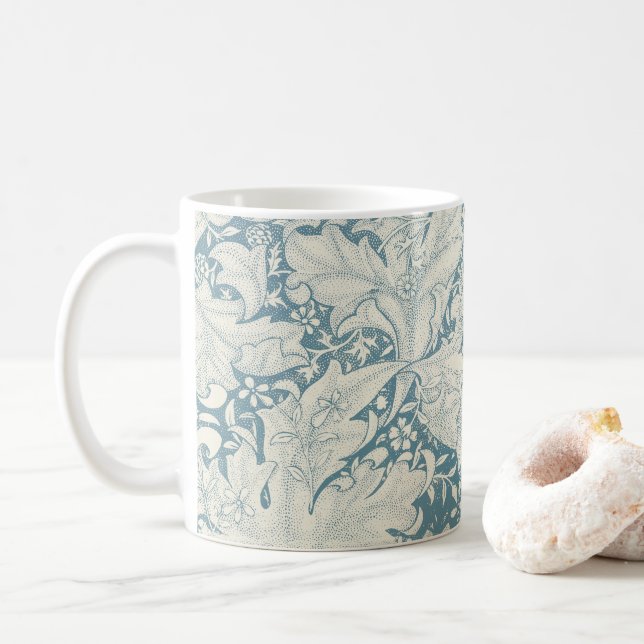 William Morris Wallblommas blommigt Blue Damask Kaffemugg (Med munk)