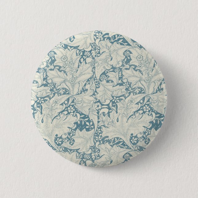 William Morris Wallblommas blommigt Blue Damask Knapp (Framsida)