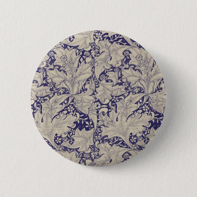 William Morris Wallblommas blommigt Blue Damask Knapp (Framsida)