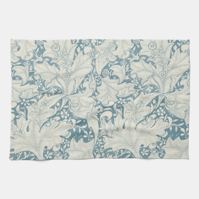 William Morris Wallblommas blommigt Blue Damask Kökshandduk (Horisontell)
