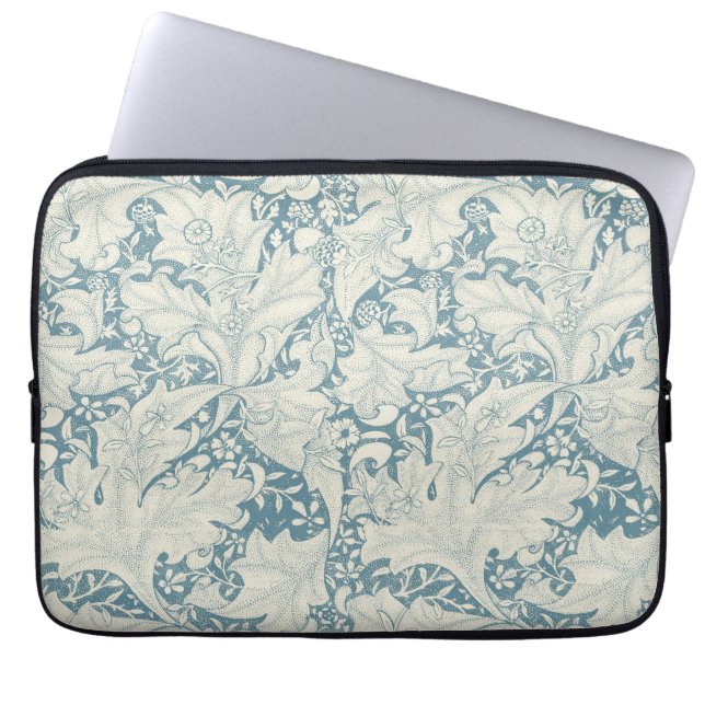 William Morris Wallblommas blommigt Blue Damask Laptop Fodral (Framsidan)