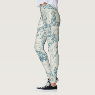 William Morris Wallblommas blommigt Blue Damask Leggings