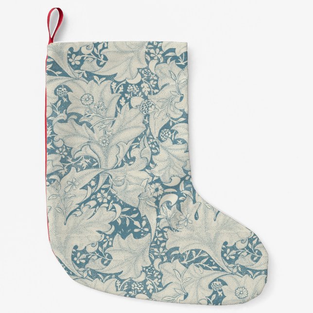 William Morris Wallblommas blommigt Blue Damask Liten Julstrumpa (Framsidan)