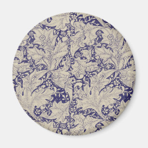 William Morris Wallblommas blommigt Blue Damask Magnet