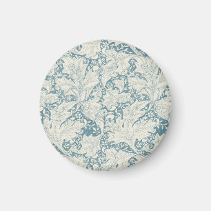 William Morris Wallblommas blommigt Blue Damask Magnet